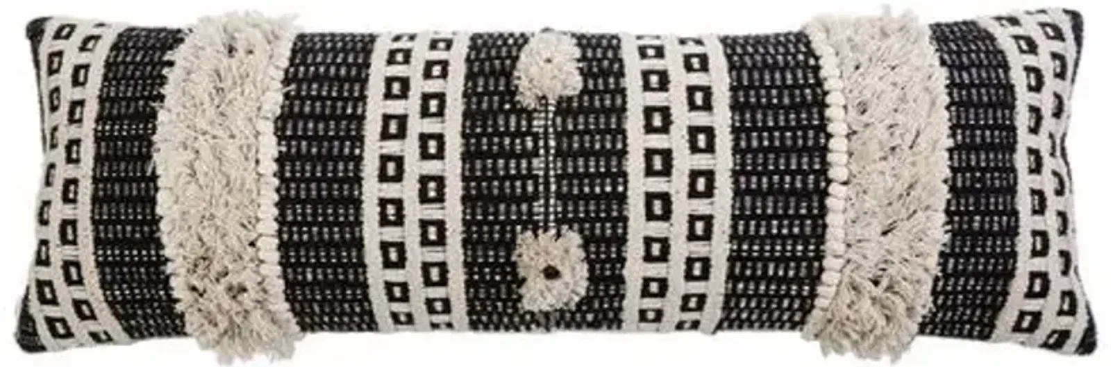 Sawyer 14x40 Handwoven Pillow - Ivory/ Black - Pom Pom at Home