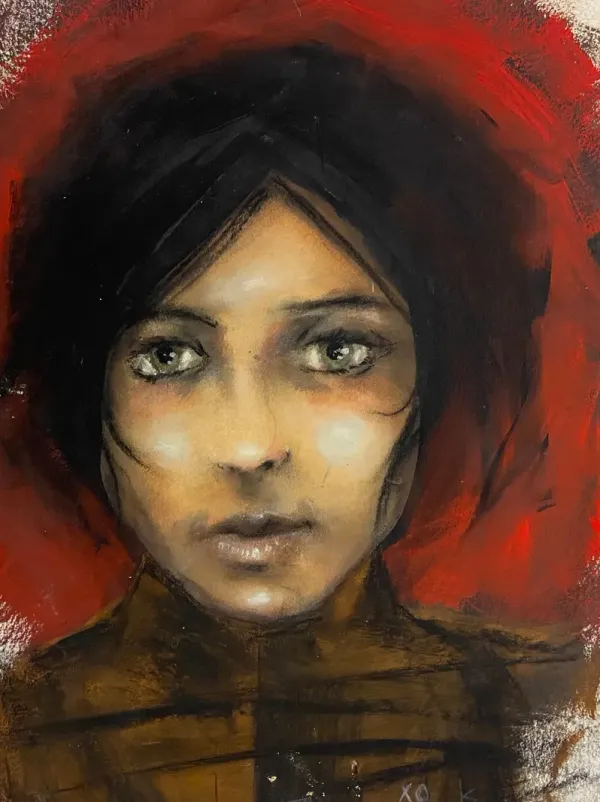 Punky Study of a Young Woman - 1980s - McNaught Fine Art - Red