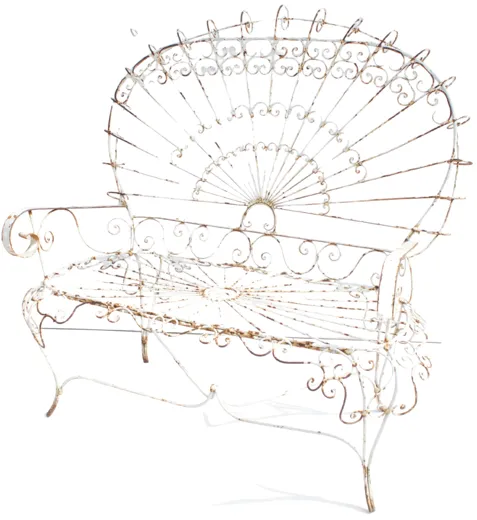 Salterini Iron Peacock Outdoor Bench - G3Q Designs - White