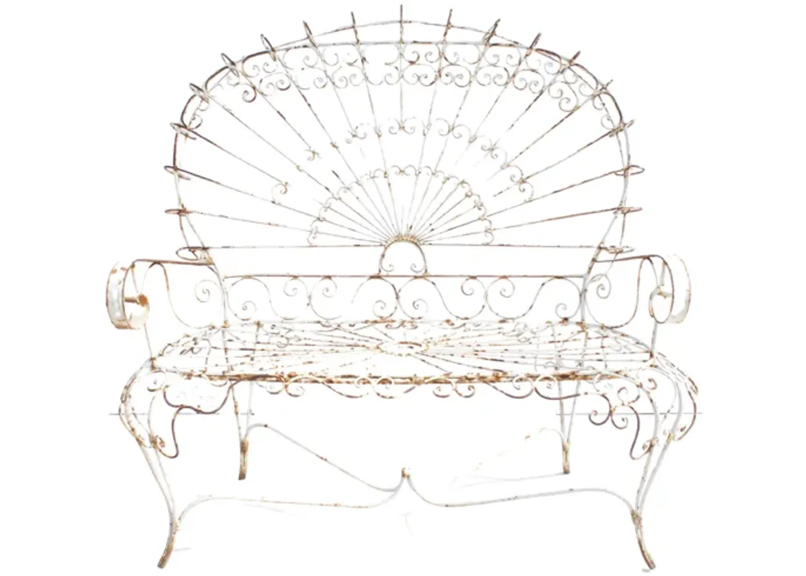 Salterini Iron Peacock Outdoor Bench - G3Q Designs - White