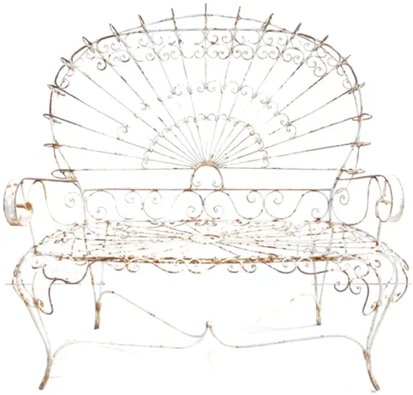 Salterini Iron Peacock Outdoor Bench - G3Q Designs - White