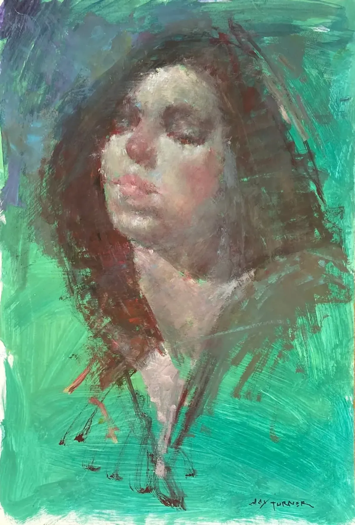 Woman in Teal by Max Turner - 1960s - McNaught Fine Art - Green