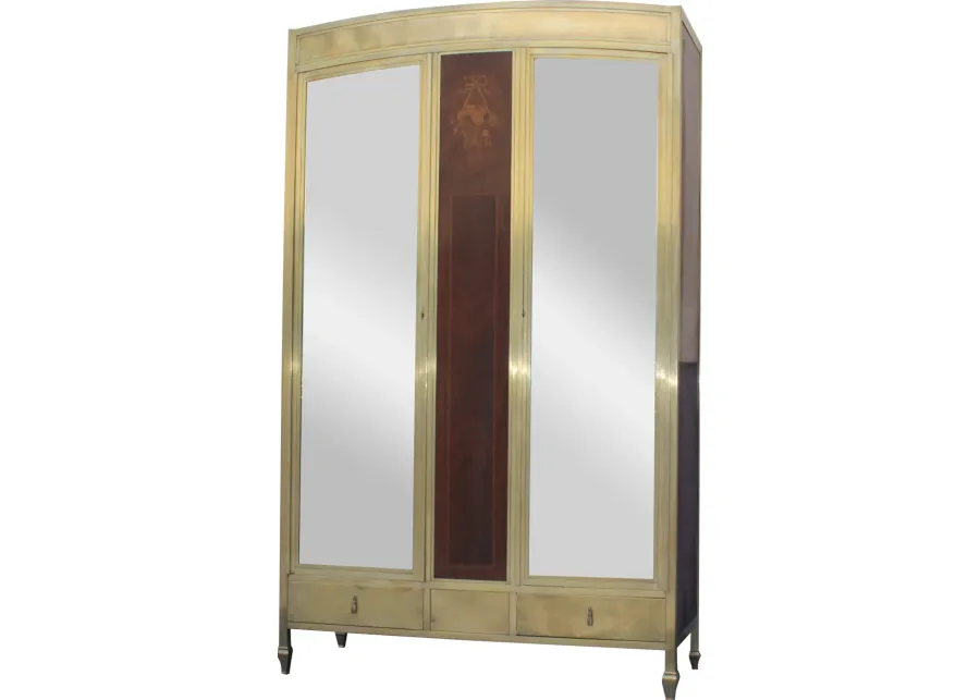 French Art Deco 20's Solid Brass armoire - Something Vintage - Gold