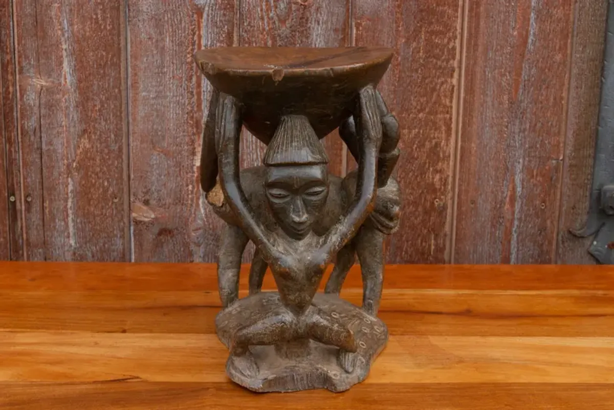 Tribal African Carved Stool - de-cor - Brown