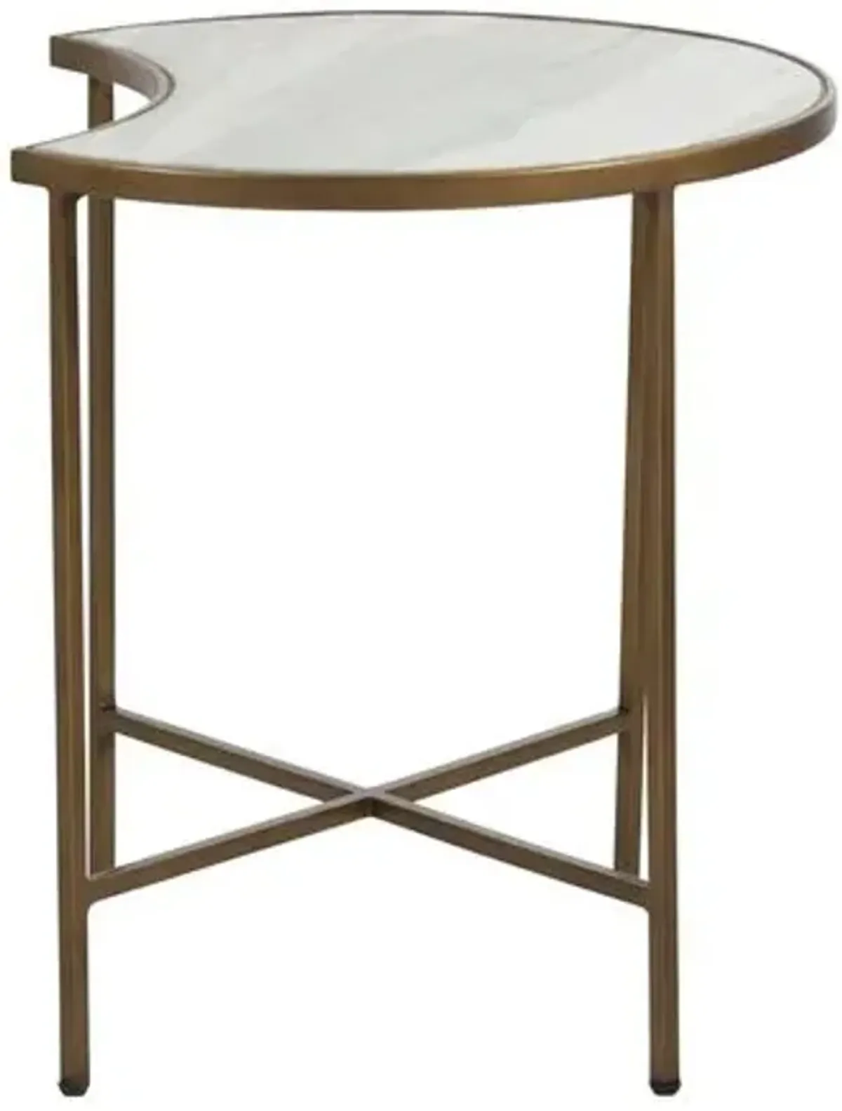 Sibyl Moon Marble Side Table - Green/Brass - Gabby