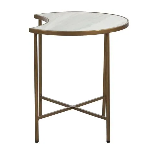 Sibyl Moon Marble Side Table - Green/Brass - Gabby