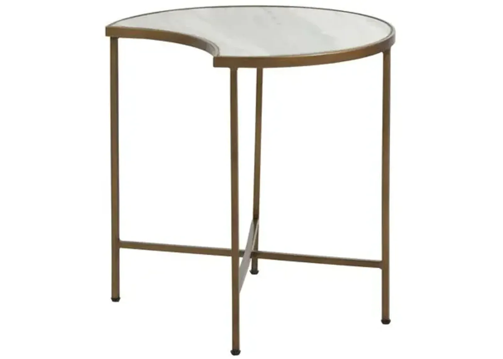 Sibyl Moon Marble Side Table - Green/Brass - Gabby