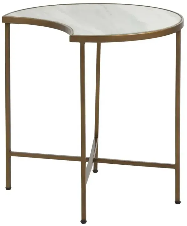 Sibyl Moon Marble Side Table, Green/Brass