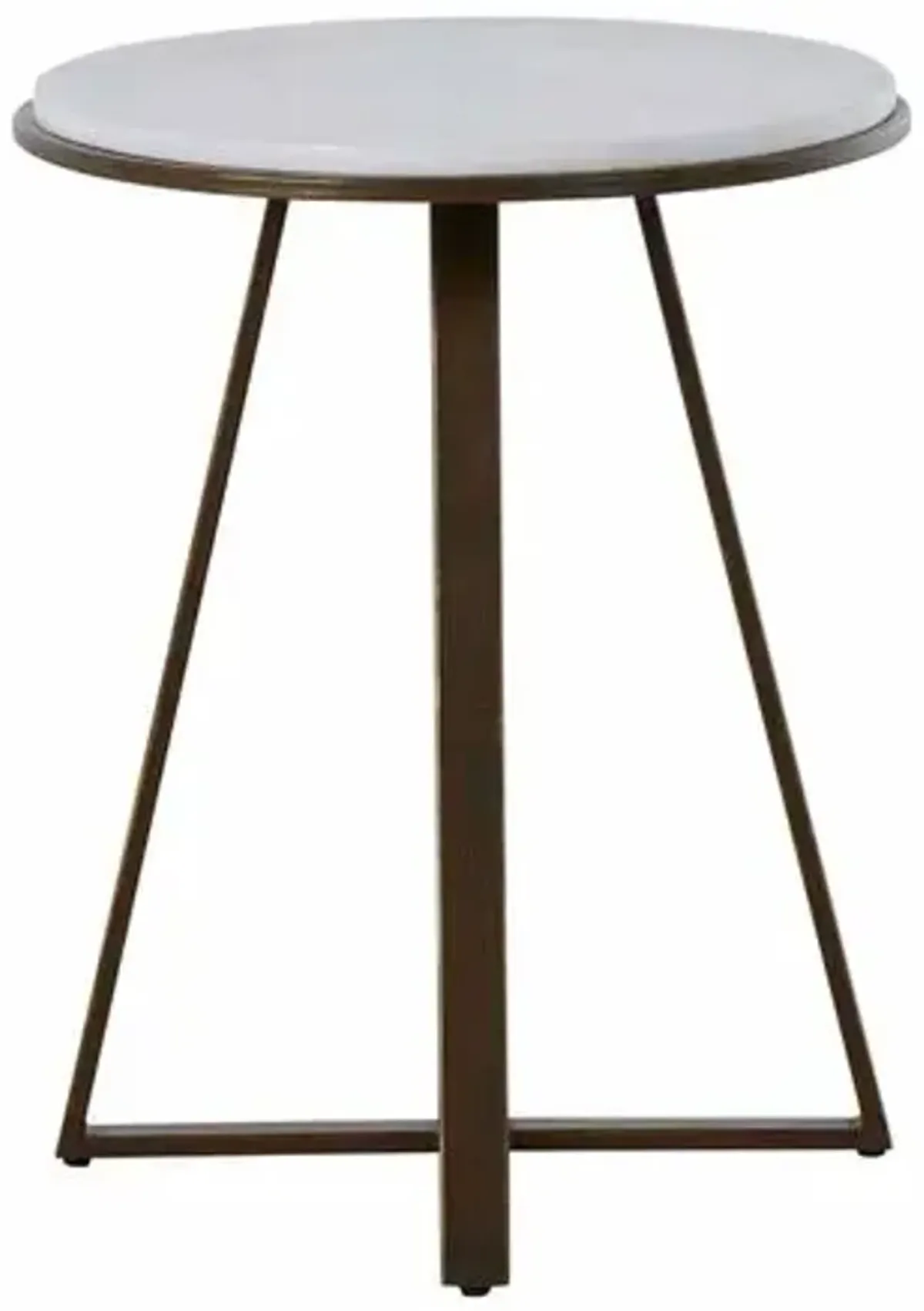 Rylan Side Table - Copper/White Marble - Gabby - Brown