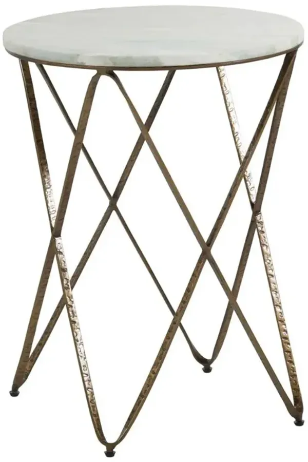 Phoenix Marble Side Table, Vintage Gold/Green