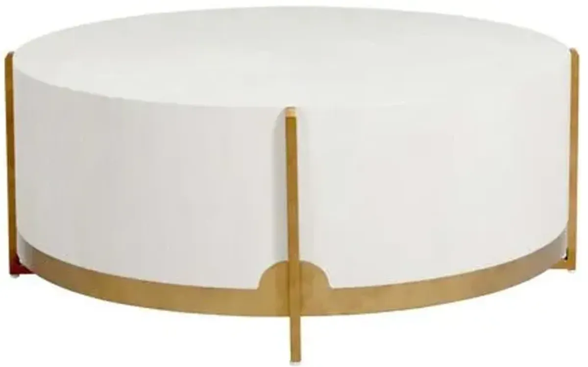 Clifton Round Coffee Table - White Cerused Oak - Gabby