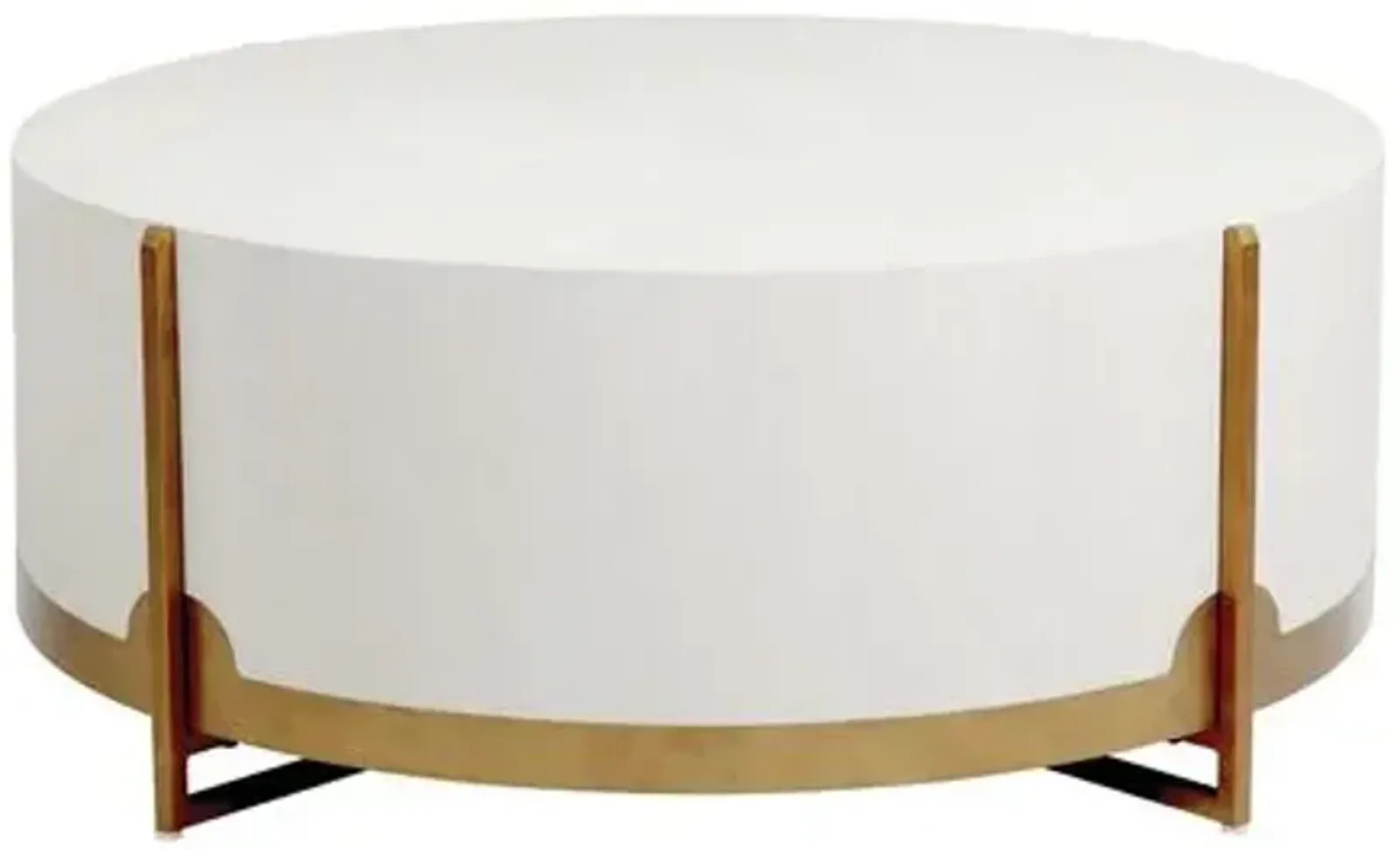 Clifton Round Coffee Table - White Cerused Oak - Gabby