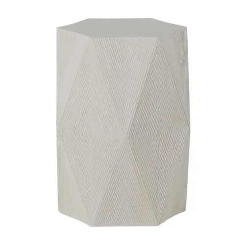 Albany Side Table - White Cast Stone - Gabby