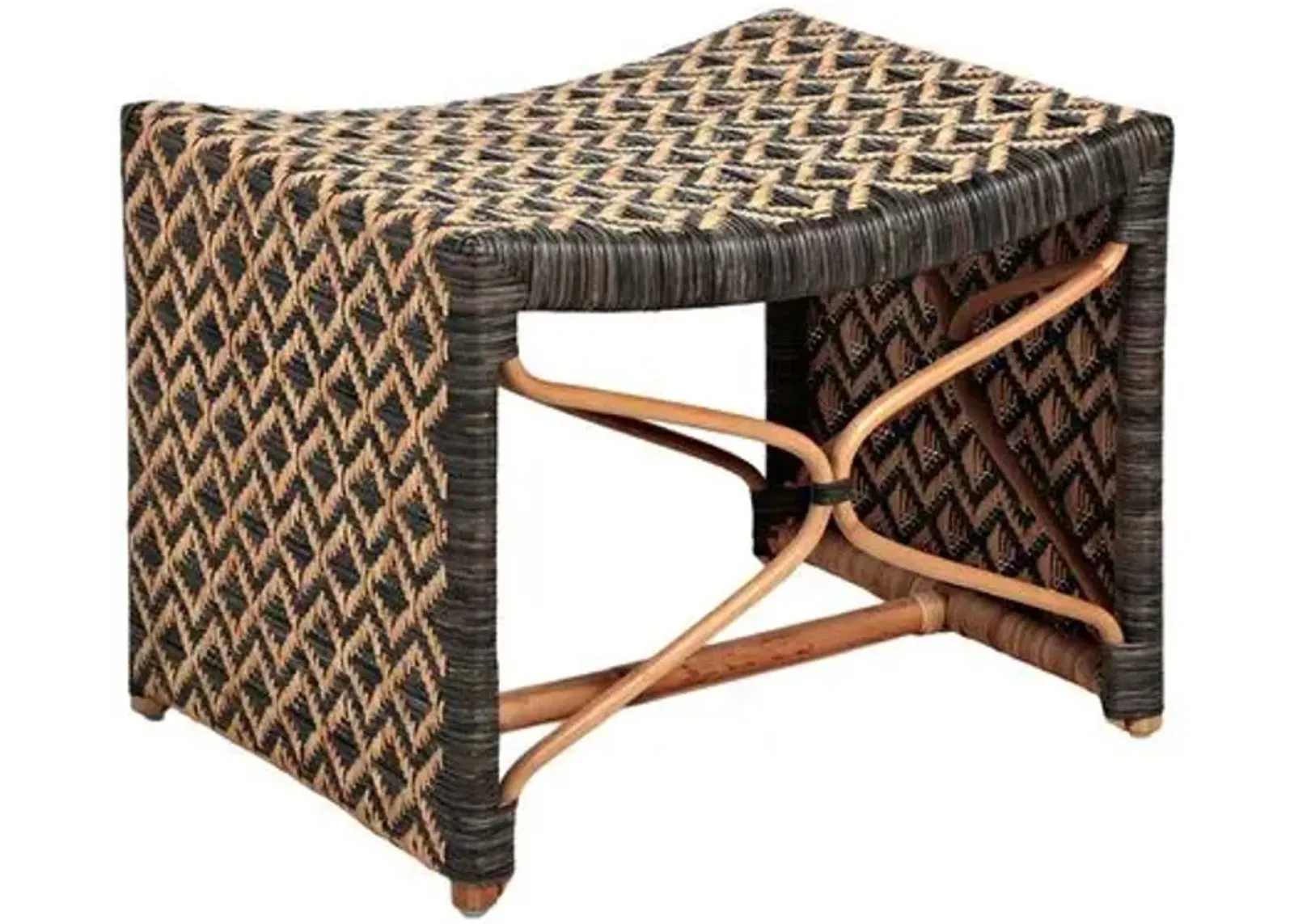 Bennet Stool - Natural/Black Rattan - Gabby