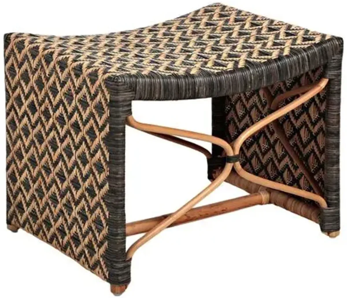 Bennet Stool - Natural/Black Rattan - Gabby