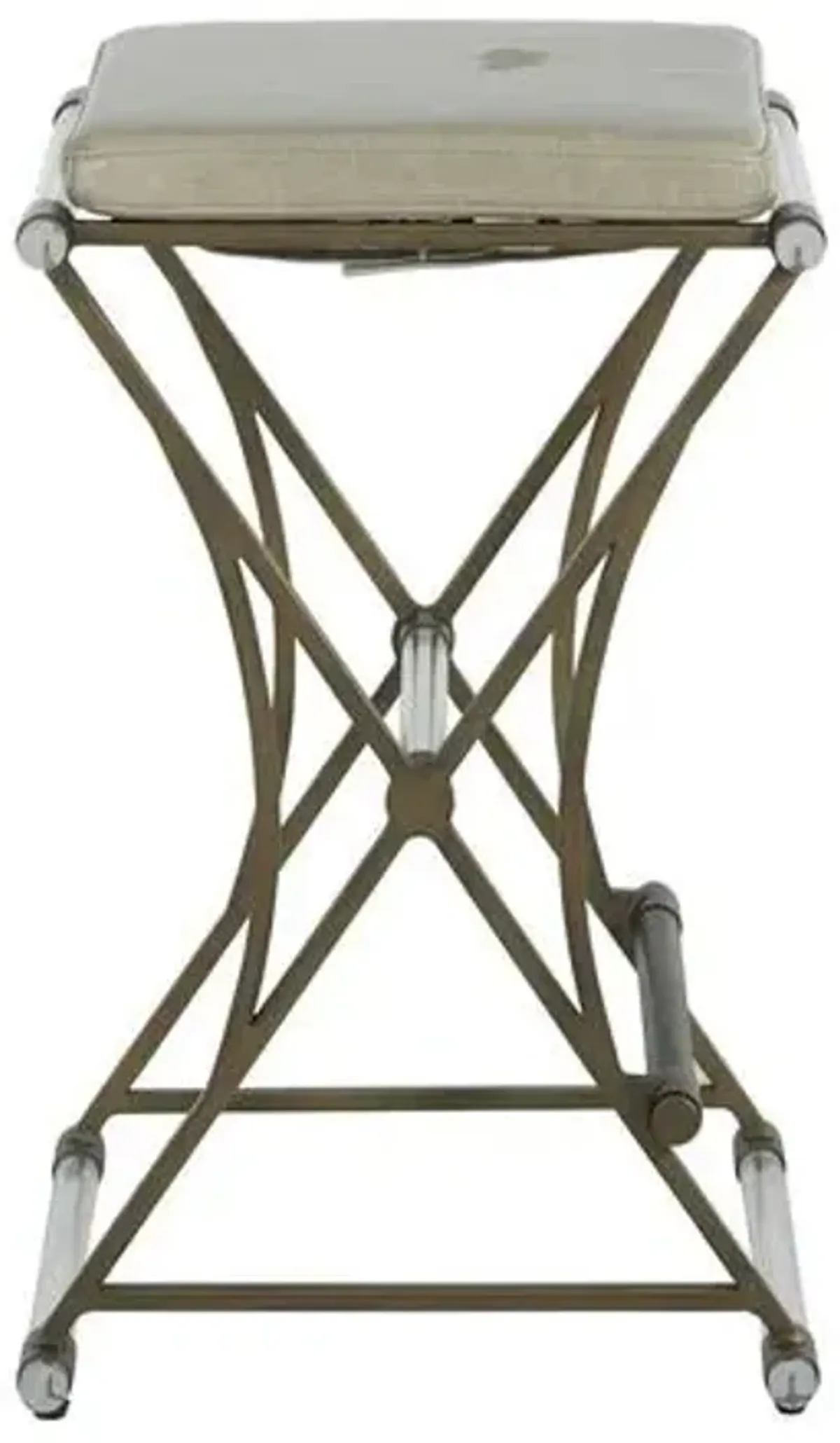 Flynn Counter Stool - Antique Gold/Light Grey Leather - Gabby