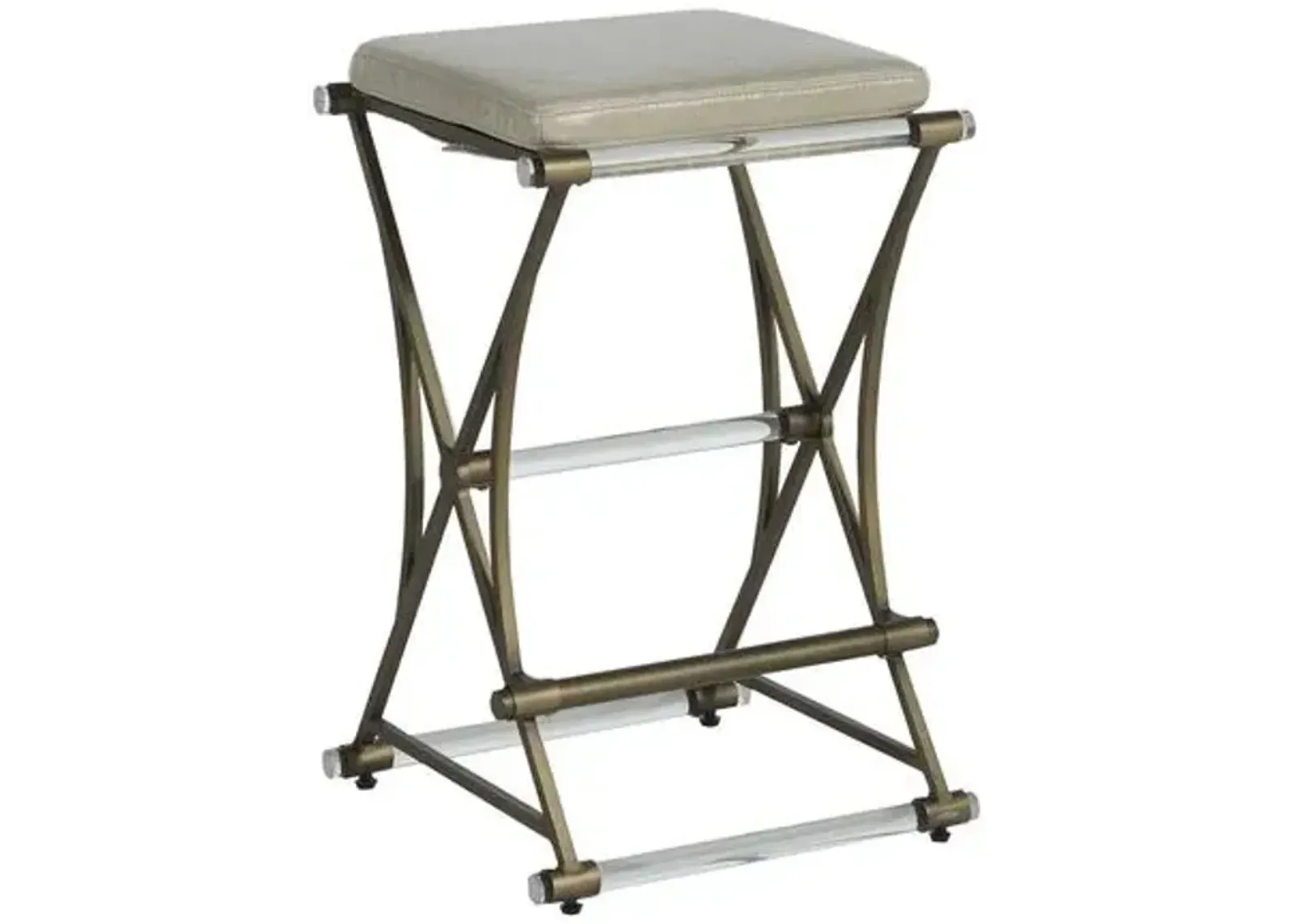 Flynn Counter Stool - Antique Gold/Light Grey Leather - Gabby