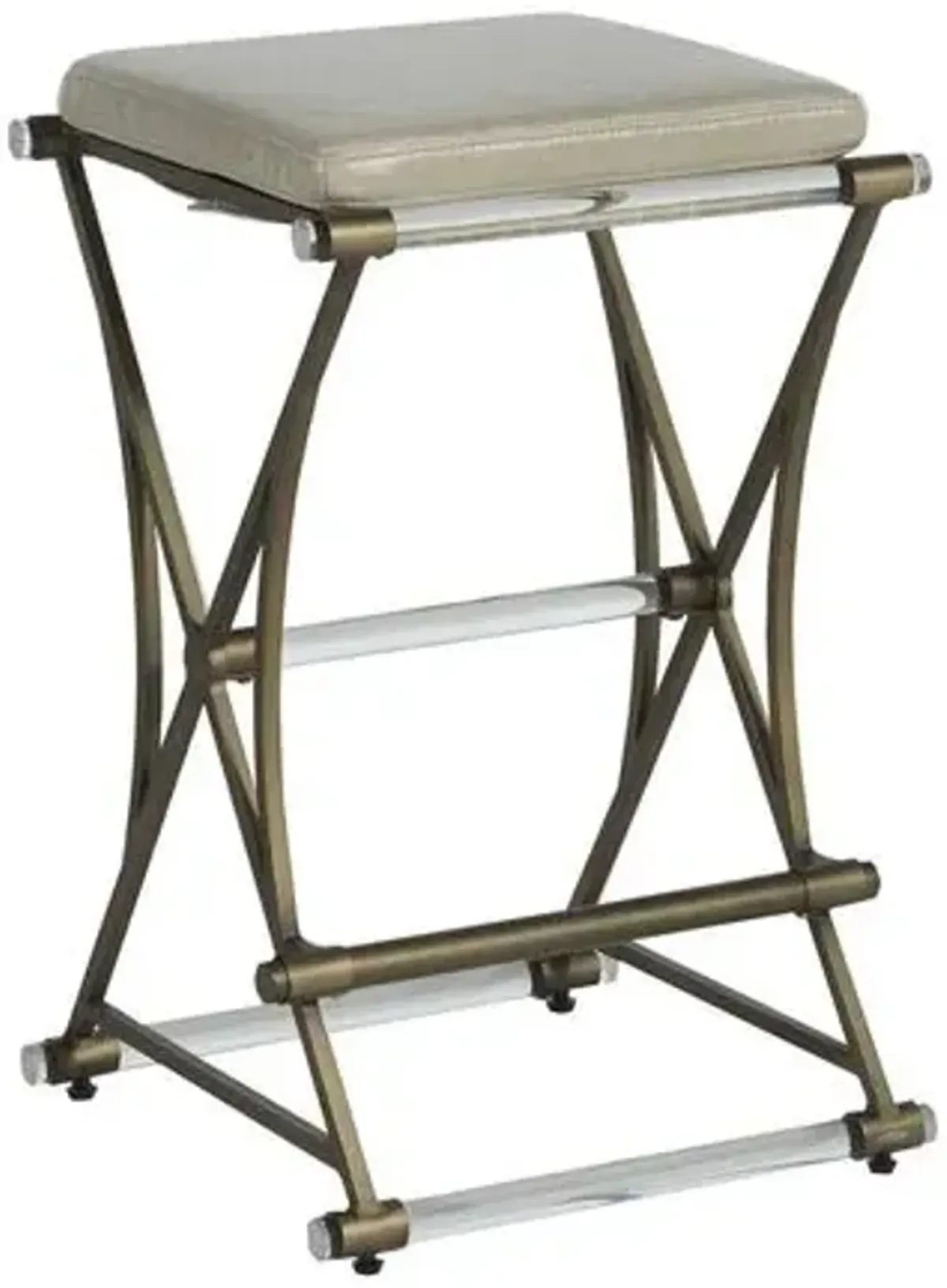 Flynn Counter Stool - Antique Gold/Light Grey Leather - Gabby