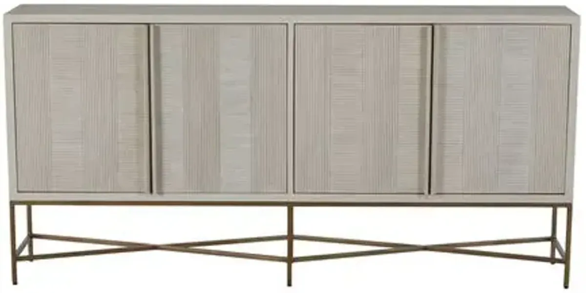 Carol Sideboard - Cerused White/Satin Brass - Gabby