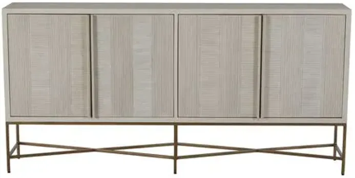 Carol Sideboard - Cerused White/Satin Brass - Gabby