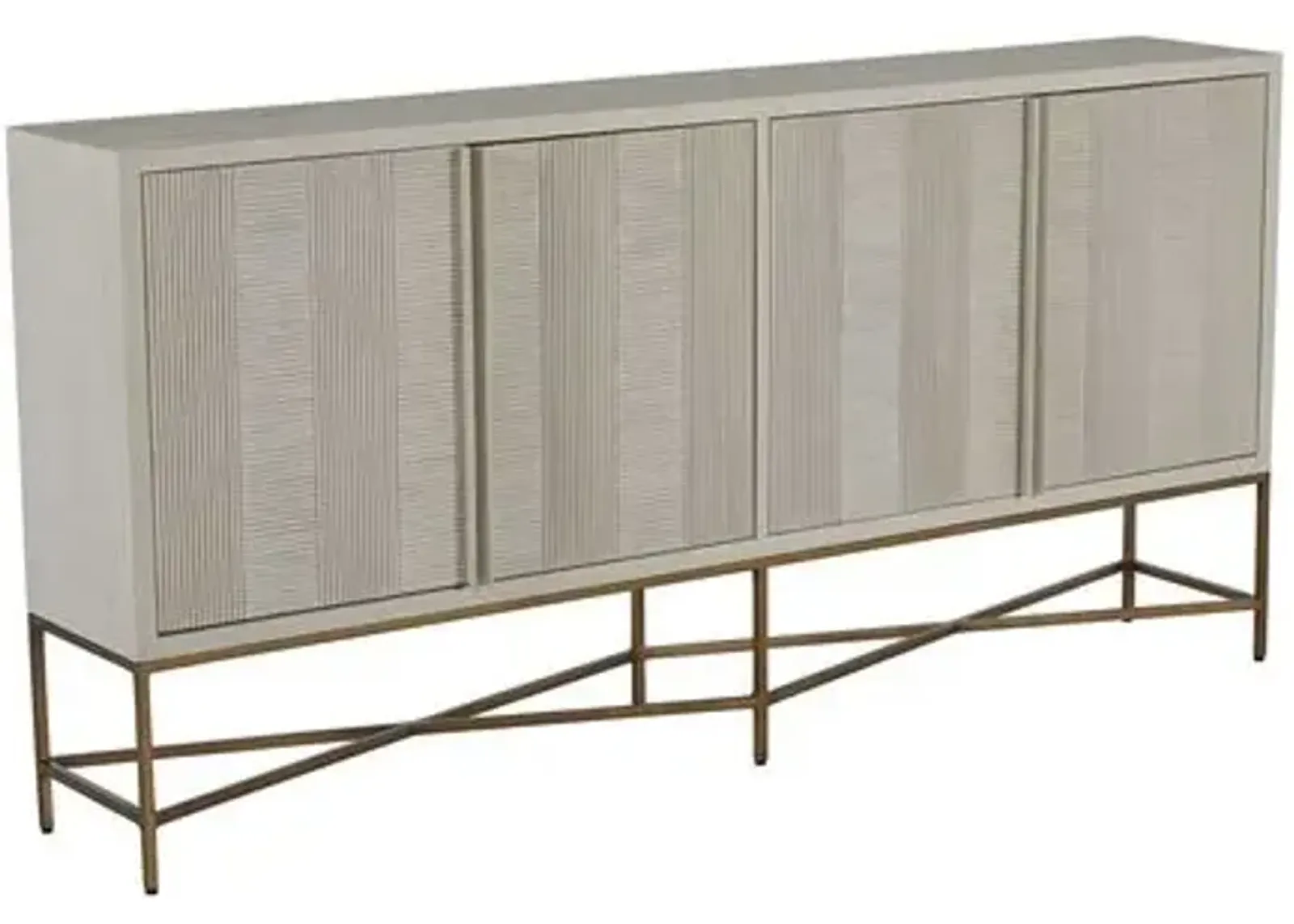 Carol Sideboard - Cerused White/Satin Brass - Gabby