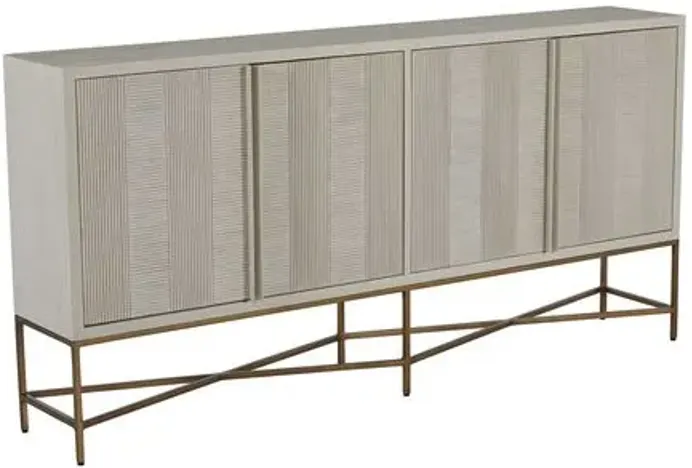 Carol Sideboard - Cerused White/Satin Brass - Gabby