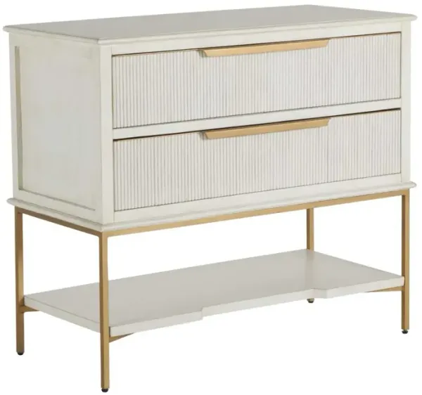 Riggs Nightstand, Sesame White/Satin Gold