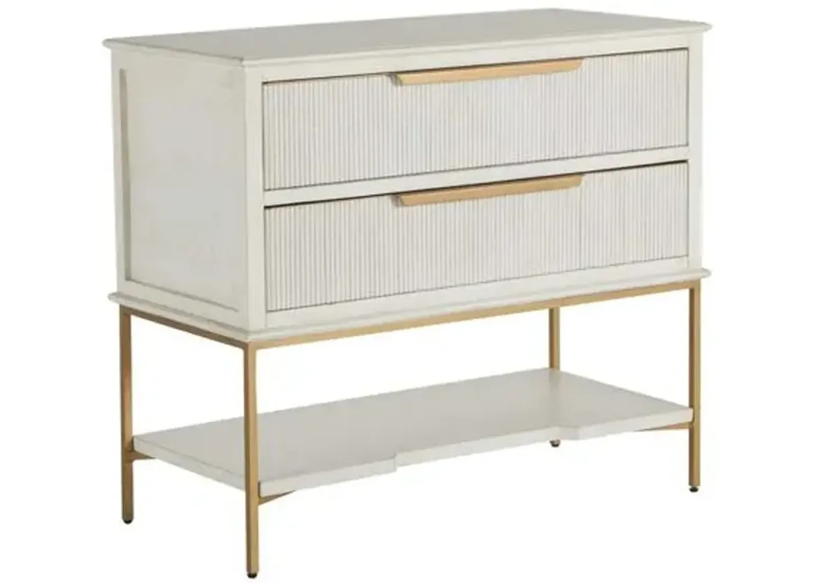 Riggs Nightstand - Sesame White/Satin Gold - Gabby