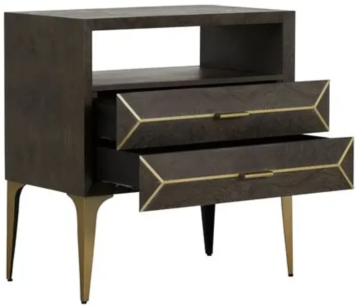 Westville Nightstand - Ash Gray/Satin Brass - Gabby