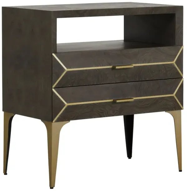 Westville Nightstand, Ash Gray/Satin Brass