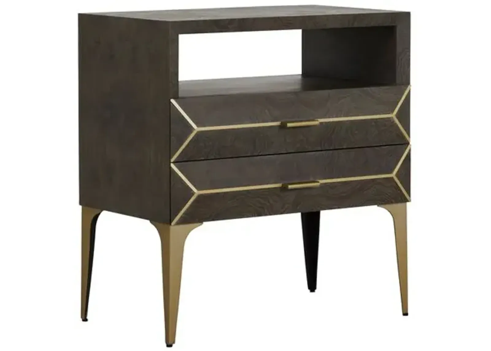 Westville Nightstand - Ash Gray/Satin Brass - Gabby