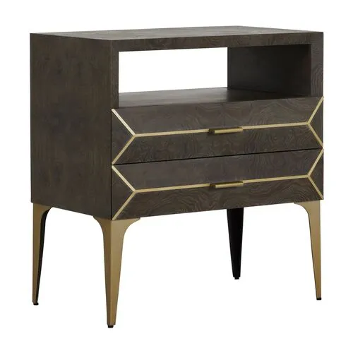 Westville Nightstand - Ash Gray/Satin Brass - Gabby