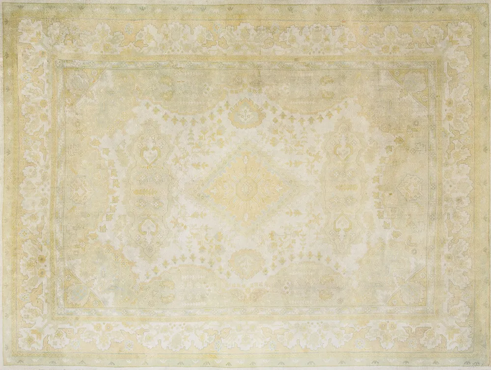 Turkish Oushak Rug 9'10" x 13'4" - White - White