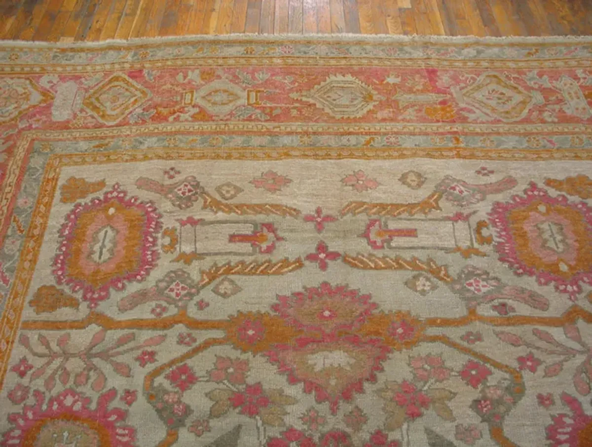 19th Century Turkish Oushak 10'6 x 13'8" - Orange