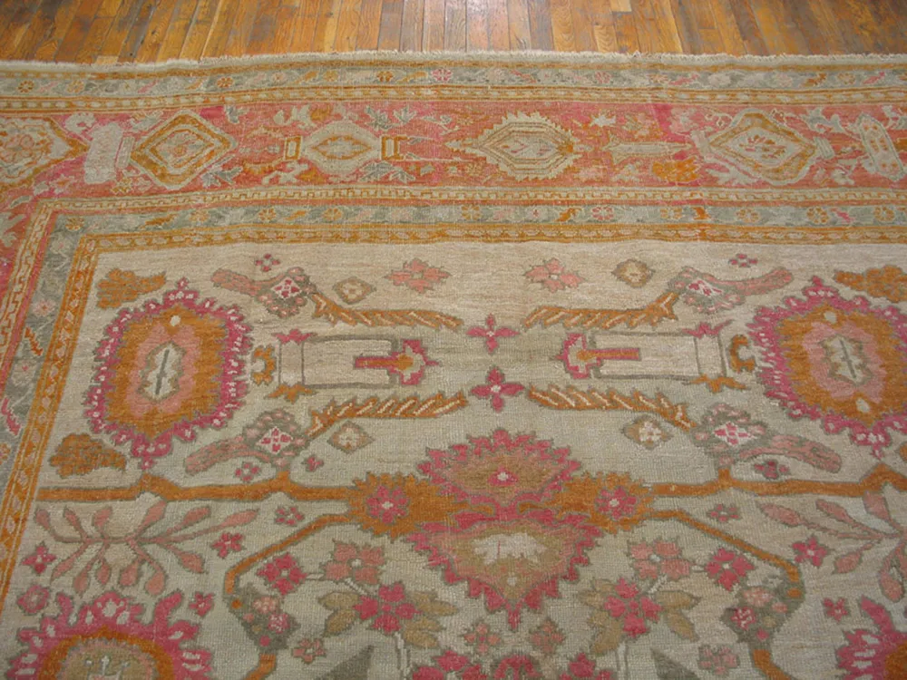 19th Century Turkish Oushak 10'6 x 13'8" - Orange