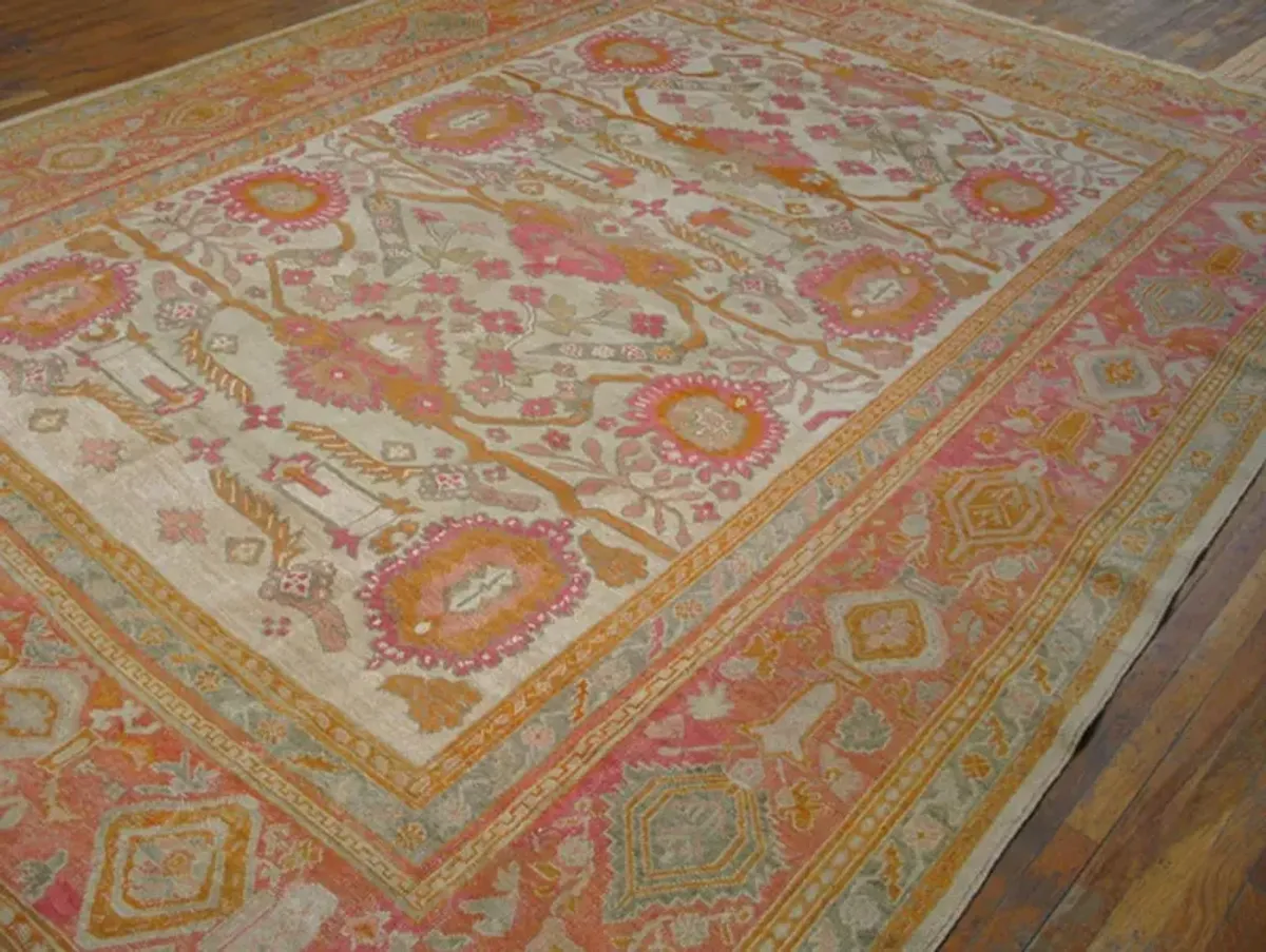 19th Century Turkish Oushak 10'6 x 13'8" - Orange