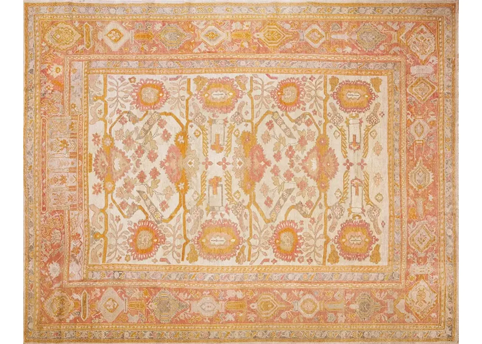 19th Century Turkish Oushak 10'6 x 13'8" - Orange