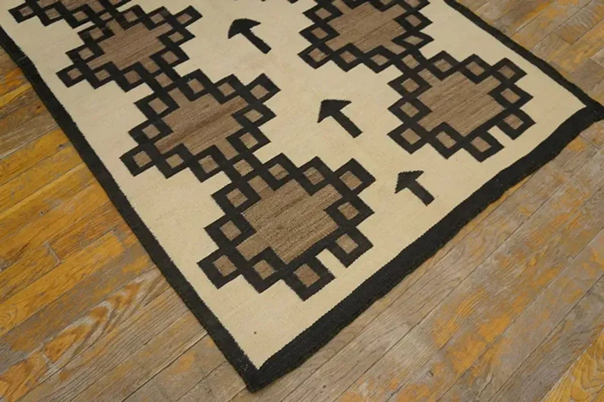 American Navajo Rug 6'2" x 3'2" - Black - Black