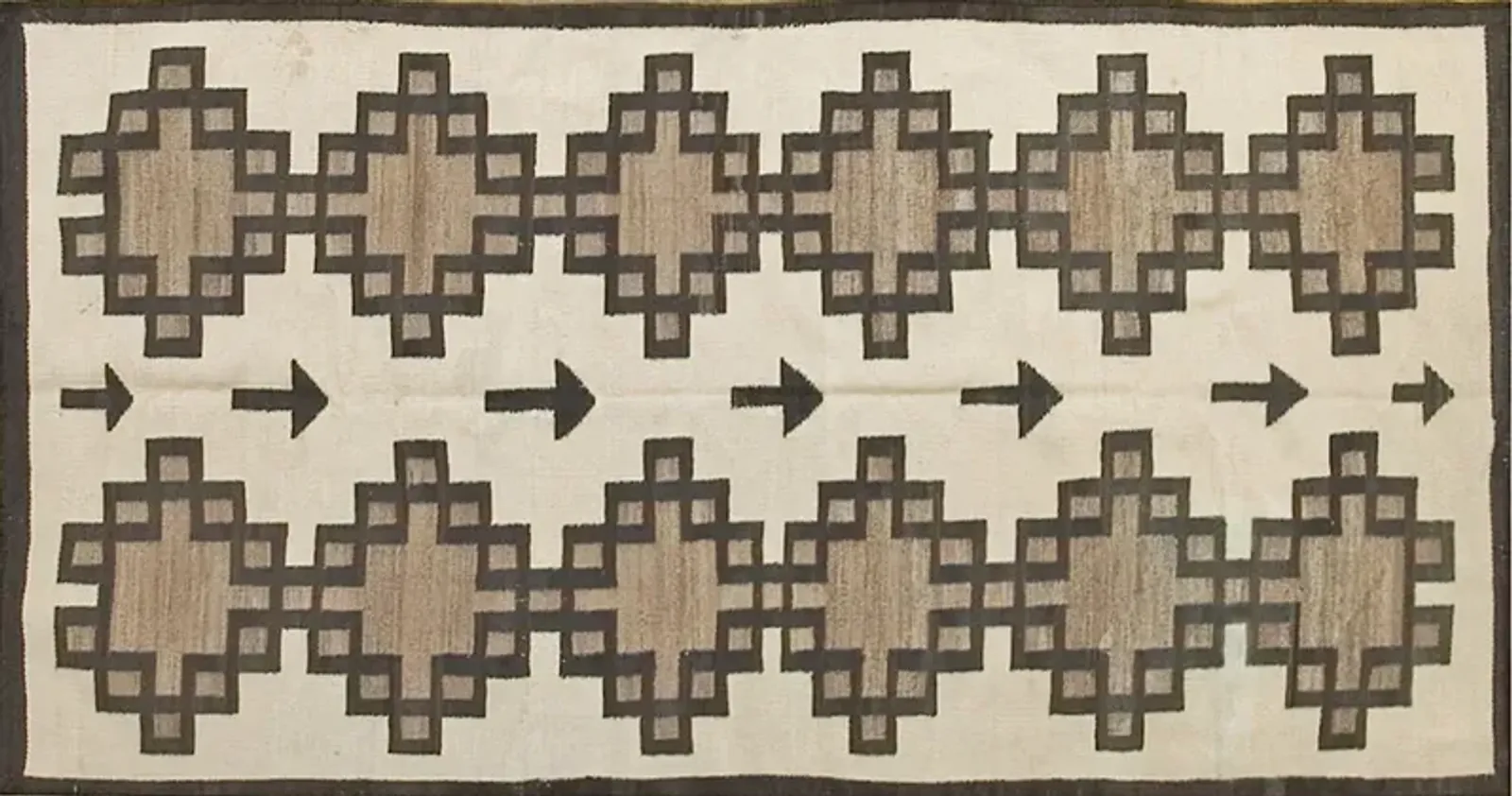 American Navajo Rug 6'2" x 3'2" - Black - Black