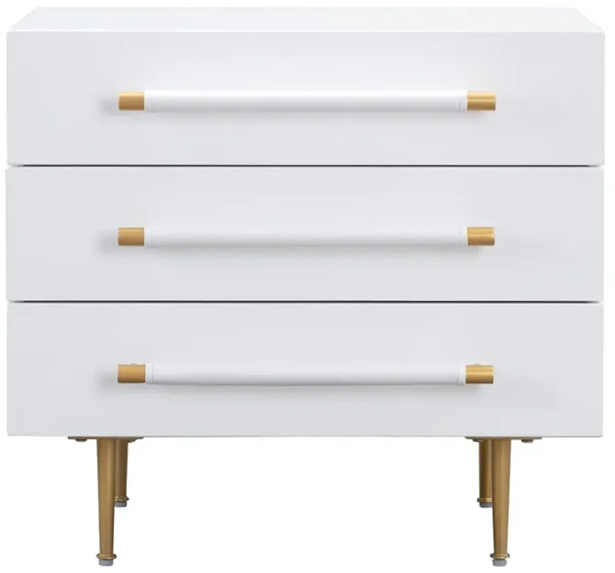 Aria Nightstand, White/Gold