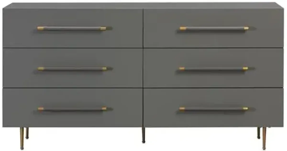 Aria 6-Drawer Dresser - Gray/Gold