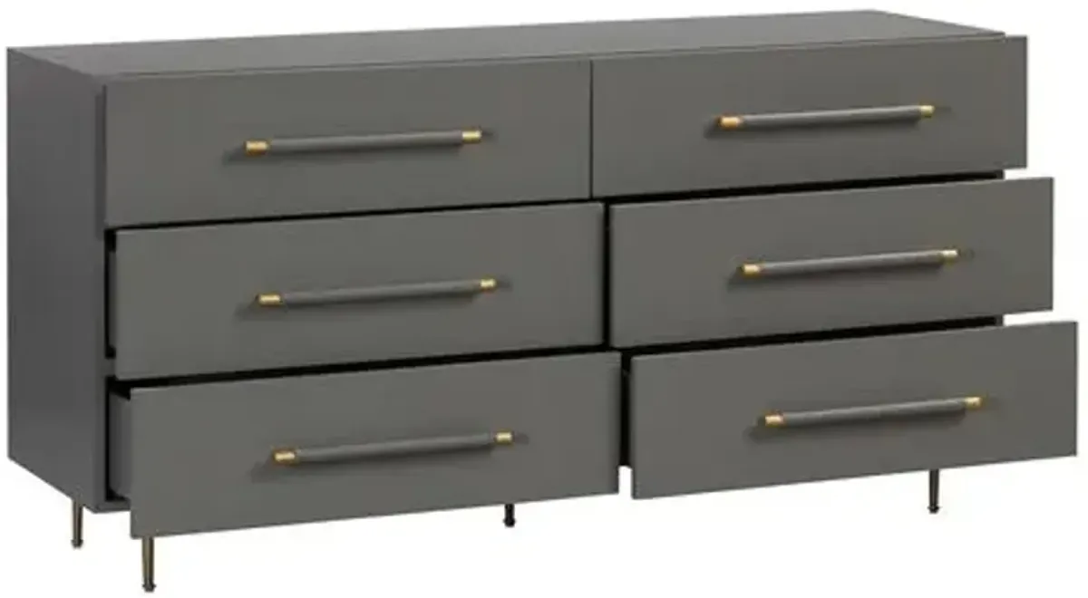 Aria 6-Drawer Dresser - Gray/Gold