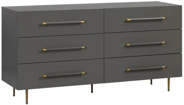 Aria 6-Drawer Dresser, Gray/Gold