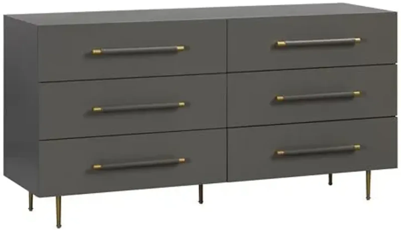 Aria 6-Drawer Dresser - Gray/Gold