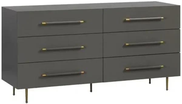 Aria 6-Drawer Dresser - Gray/Gold