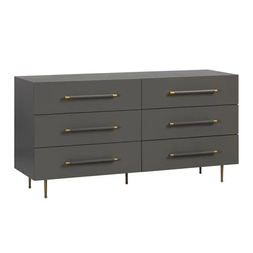 Aria 6-Drawer Dresser - Gray/Gold