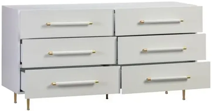 Aria 6-Drawer Dresser - White/Gold