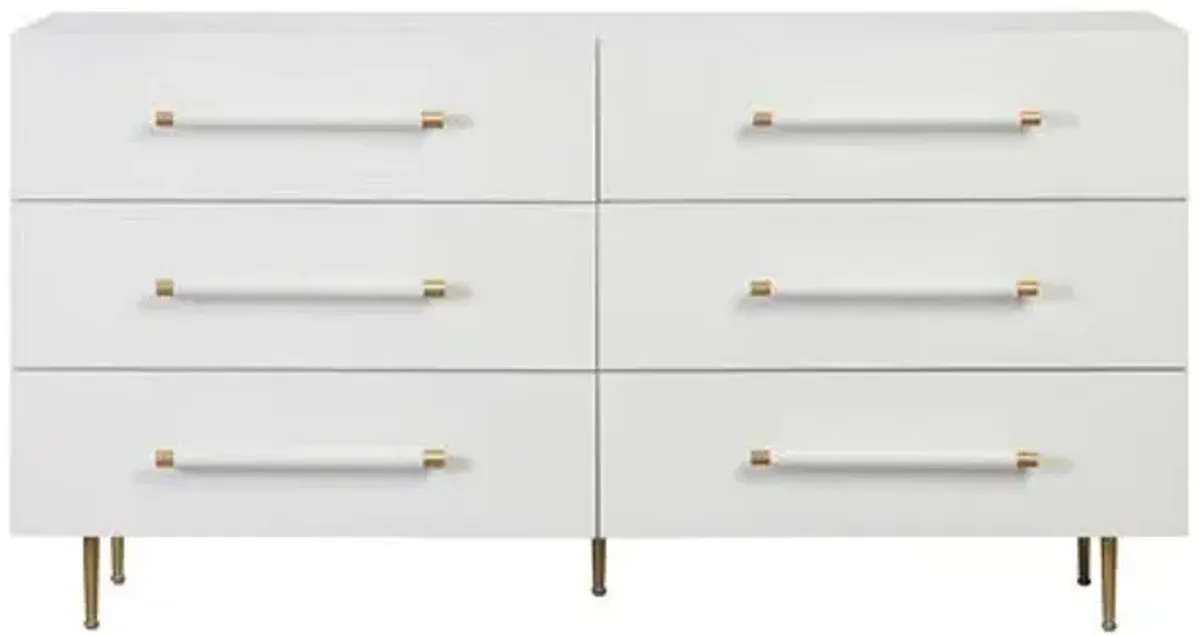 Aria 6-Drawer Dresser - White/Gold