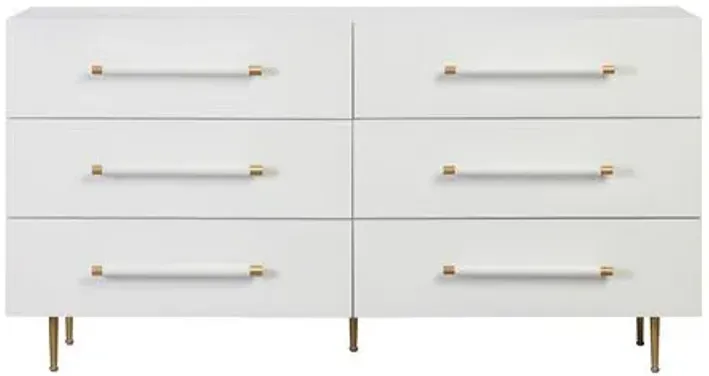 Aria 6-Drawer Dresser - White/Gold