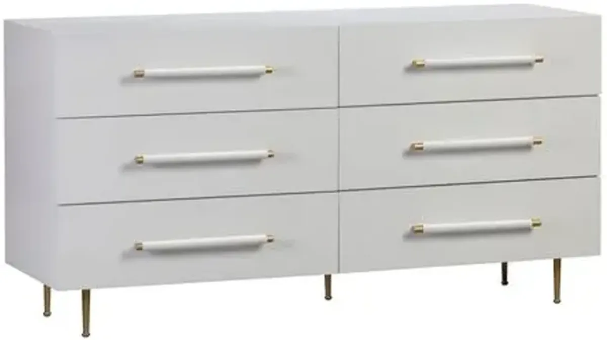 Aria 6-Drawer Dresser - White/Gold